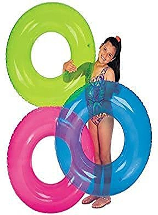 PRISMAXIC Inflatable Shiny Swim Tube Ring - Blow Up Floating Tube Raft Tube for Swimming Pool Beach for Age 8+ - Multi Color - Image 4